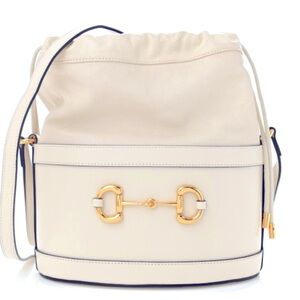 Gucci Cream Leather Bucket Bag with Gold Horsebit